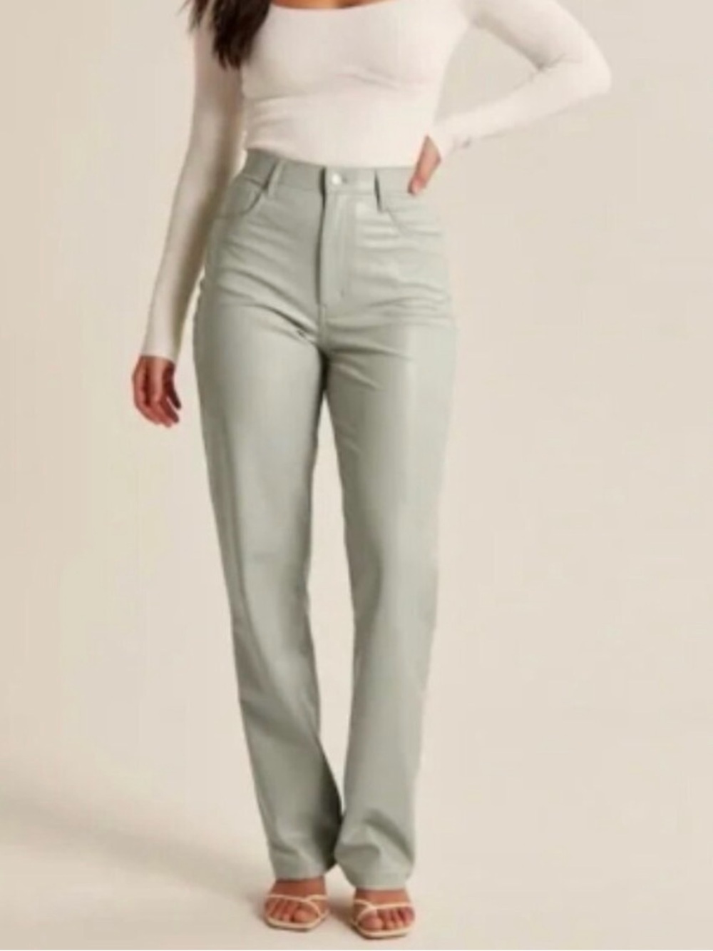 NWT Abercrombie Curve Love 90s Straight Faux Leather Pant